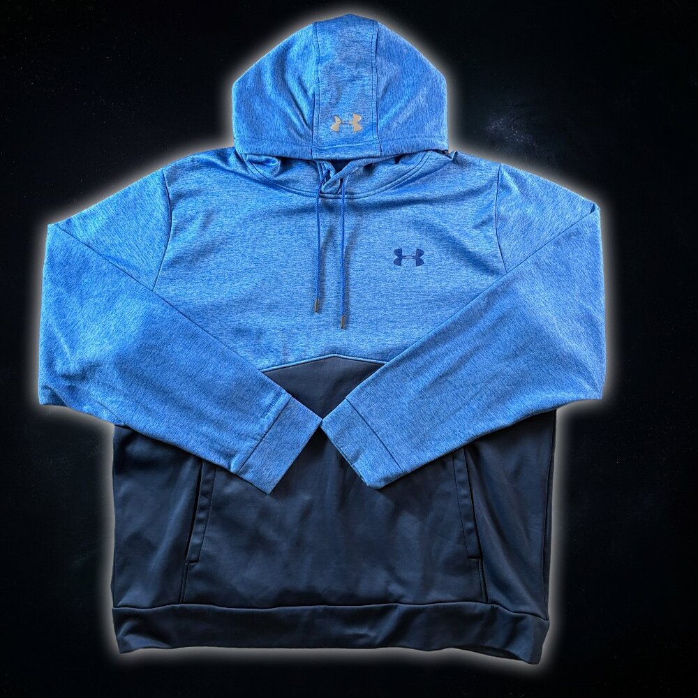 Under Armour Blue Colorblock Athletic Drawstring Pullover Hoodie Men's Size 3XL